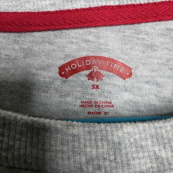 Holiday Time Christmas Shirt Unisex Long Sleeve Crew Neck Plush Penguin Size 3X - Picture 4 of 4